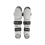 MyLec MK5 Street Hockey Shin Guard Pad Lightweight & Durable Hockey Accessories 360Â° Velcro Straps Hard Front Shells Breathable Material Metatarsal Padding Foam Rubber (White 11 Inches)