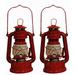 Lot of 2 - 8 Inch Red Hurricane Kerosene Oil Lantern Hanging Light / Lamp