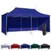 Blue 10x20 Instant Canopy Tent and 3 Side Walls - Commercial Grade Aluminum Frame with Water-Resistant Canopy Top and Sidewall - Bag and Stake Kit Included (5 Color Options)