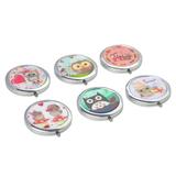 GOGO Craft Compact Mirror Metal Folding Magnify For Girl Cute Pattern-6 Packs