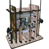 Rush Creek Creations 14 Fishing Rod Rack with 4 Utility Box Storage Capacity & Dual Rod Clips - Features a Sleek Design & Wire Racking System