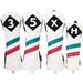 Majek Golf Vintage Headcovers White Seafoam Teal Pink Stripe Premium Retro Leather Style 3 5 X H Fairway and Hybrid Head Covers Fits Modern Metal Woods and Hybrids Custom Designs Made in California