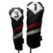 Majek Retro Golf Headcovers Black Red and White Vintage Leather Style 1 & 3 Driver and Fairway Head Cover Fits 460cc Drivers Classic Look