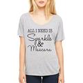 Thread Tank Women s All I Need Is Sparkle and Mascara Slouchy Tee Large Gray