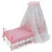 Badger Basket Starlights Metal Bed with Canopy Lights and Bedding for 18 inch Dolls - Pink