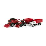 Case IH 1:64 Scale 4 Piece Farm Set includes Tractor with Loader Combine Grain Cart and Grain Truck