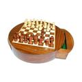 6 Magnetic Round Wood Inlaid Chess Set with Slide Drawer