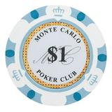 Monte Carlo Premium 14g Poker Chips $1 Clay Composite 50-pack