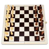 Brybelly Natural Wooden Folding Chess Game with Staunton Wood Carved Pieces 14-Inch