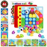 AMOSTING Color Matching Mosaic Pegboard Early Learning Educational Toys for Boys & Girls