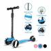 Blue Kick Scooter for Kids with 3 Big Light Up Wheels Lean to Steer Adjustable Height Wheel Scooter for Boys Girls Toddler