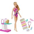Barbie Dreamhouse Adventures Swim â€˜n Dive Doll 11.5-inch in Swimwear with Diving Board and Puppy