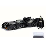 Diecast Car & Display Case Package - 1989 Batmobile w/ Batman Figure Black - Jada 98260 - 1/24 Scale