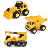 Maxx Action Mini Construction Lights & Sounds Vehicles 3 Pack with Front End Loader Excavator and Dump Truck
