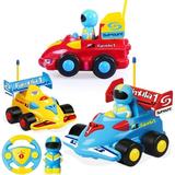 Gobbles of Giggles 4 Cartoon RC Formula Race Car Remote Control Toy for Toddlers - Blue