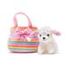 White Poodle Fancy Pals Pet Pink Rainbow Carrier Purse Lace Trim and Bow 8â€� Tuckerâ€™s Toy Shop