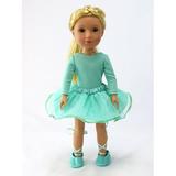 Sparkling Teal Dance Outfit with Ballet Shoes | Compatible with 14 Inch Wellie Wisher Doll Clothing