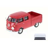 Diecast Car & Display Case Package - Volkswagen Type 2 Pick-Up Bus Red - Motor Max 79343 - 1/24 Scale Diecast Model Toy Car w/Display Case