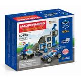 Magformers Amazing Police 50 Pieces Wheels Blue red colors Magnetic Geometric tiles STEM Toy Ages 3+