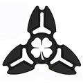 Fidget Spinner Tri-Spinner Black Aluminum Metal Lucky 4 Leaf Clover Shamrock