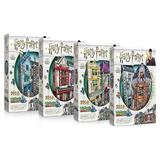 Wrebbit 3D - Harry Potter Diagon Alley Collection 3D Jigsaw Puzzles - Ollivanderâ€™s Wand Shop Quality Quidditch Supplies Madam Malkinâ€™s and Weasleysâ€™ Wizard Wheezes -Bundle of 4- Total of 1175 Pieces