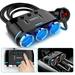 Cigarette Lighter Adapter TSV QC 3.0 Cigarette Lighter Splitter 3 Socket Car Cigarette Lighter USB Charger 100W 12V/24V 3.1A for Dashcam Phone Car Splitter Adapter with Switches Voltage Readout