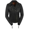 True Element Women s Premium Riveted Asymmetrical Motorcycle Leather Jacket (Black Size 2XL)