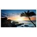 Design Art Lonely Palm Tree on Rocky Beach Photographic Print on Wrapped Canvas
