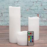 Richland Flameless LED Pillar Candle Remote Control Wavy Top 3 Set of 3