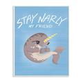 The Kids Room by Stupell Stay Narly Narwhal Fun Sunglasses Blue Oversized Wall Plaque Art 12.5 x 0.5 x 18.5