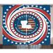 Louisiana Curtains 2 Panels Set Spiral Old Glory Themed Stripes with a Silhouette of Pelican State Window Drapes for Living Room Bedroom 108W X 84L Inches Vermilion White Blue by Ambesonne