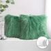 Luxury Mongolian Fluffy Faux Fur Series Square Decorative Throw Pillow Cusion for Couch 22 x 22 Green 2 Pack