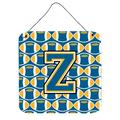 Carolines Treasures CJ1077-ZDS66 Letter Z Football Blue and Gold Wall or Door Hanging Prints 6x6 multicolor