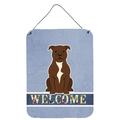 Carolines Treasures BB5629DS1216 Staffordshire Bull Terrier Chocolate Welcome Wall or Door Hanging Prints 12x16