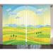 Farm House Decor Curtains 2 Panels Set Sunny Rural Landscape with Rolling Hills Fields in Autumn Color Cartoon Art Print Living Room Bedroom Accessories 108 X 90 Inches by Ambesonne