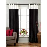 Lined-Signature Black and White ring top velvet Curtain Panel-60Wx63L-Piece