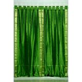 Forest Green Tab Top Sheer Sari Curtain / Drape / Panel - 80W x 96L - Pair