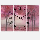 Designart Pink Forest Farmhouse wall clock