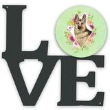 Carolines Treasures CK4397WALV German Shepherd Green Flowers Metal Wall Artwork LOVE 12X12 multicolor