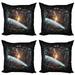 Outer Space Throw Pillow Cushion Case Pack of 4 Control Panel of Cockpit Screen in the Spaceflight Androids World Stardust Modern Accent Double-Sided Print 4 Sizes Orange Grey by Ambesonne