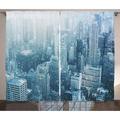 Winter Curtains 2 Panels Set Snow in New York City Image Skyline with Urban Skyscrapers in Manhattan USA Window Drapes for Living Room Bedroom 108W X 84L Inches White Pale Green by Ambesonne