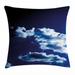 Dark Blue Throw Pillow Cushion Cover Sky and Dramatic Clouds Natural Phenomena Sunset Sunrise Theme Majestic Decorative Square Accent Pillow Case 16 X 16 Inches Blue Dark Blue White by Ambesonne
