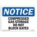 OSHA Notice Signs - Compressed Gas Storage Do Not Block Gates Sign | Extremely Durable Made in the USA Signs or Heavy Duty Vinyl label | Protect Your Warehouse & Business