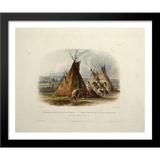 A Skin Lodge of an Assiniboin Chief plate 16 from Volume 1 of Travels in the Interior of North America 34x28 Large Black Wood Framed Print Art by Karl Bodmer