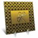 3dRose Elegant Letter Embossed in Gold Frame Over a Black Fleur-de-lis Pattern on a Gold Background - Desk Clock 6 by 6-inch