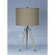 Urbanest Tan Mid Century Modern Tripod Leather & Chrome Table Lamp with 14-inch Burlap Drum Shade