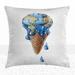 Ice Cream Decor Throw Pillow Cushion Cover Ice Cream with Globe Planet Earth Flavor Ecological Graphic Decorative Square Accent Pillow Case 18 X 18 Inches Light Caramel Violet Blue by Ambesonne