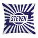 Steven Throw Pillow Cushion Cover Common English First Name for Boys in Blue and White Retro Composition Decorative Square Accent Pillow Case 18 X 18 Inches Navy Blue and White by Ambesonne