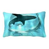 PHFZK Underwater Pillow Case Three Shark in Deep Blue Sea Pillowcase Throw Pillow Cushion Cover Two Sides Size 20x30 inches