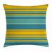 Yellow and Blue Throw Pillow Cushion Cover Horizontal Abstract Color Stripes Lines Simplistic Modern Art Print Decorative Square Accent Pillow Case 24 X 24 Inches Teal Turquoise by Ambesonne